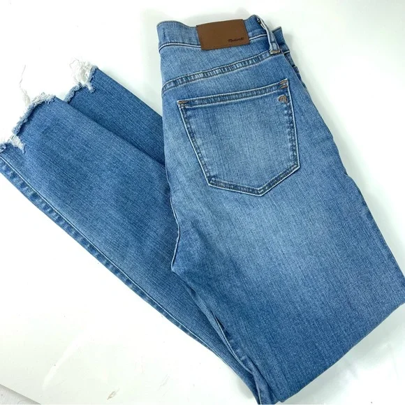 MADEWELL skinny JEANS 9” mid-rise Distressed medium wash blue denim jeans 27 - Picture 11 of 11